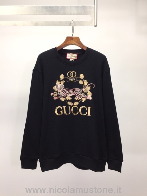 Original Kvalitet Gucci Tiger Lunar New Year Pullover Hettegenser Sweatshirt Vår/sommer 2022 Kolleksjon Svart