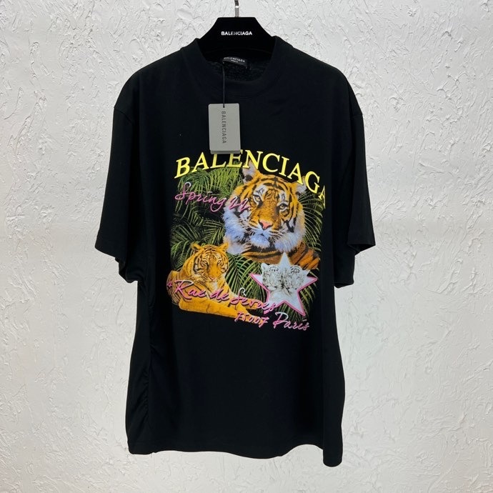 Original Kvalitet Balenciaga Dametilpasset Gepard T-skjorte Vår/sommer 2022 Kolleksjon Svart