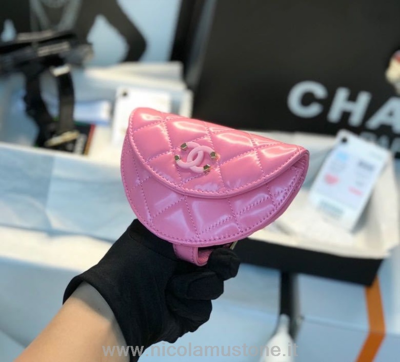 Original Kvalitet Chanel Håndleddsveske 12 Cm Gull Hardware Lammeskinn Vår/sommer 2020 Kolleksjon Rosa