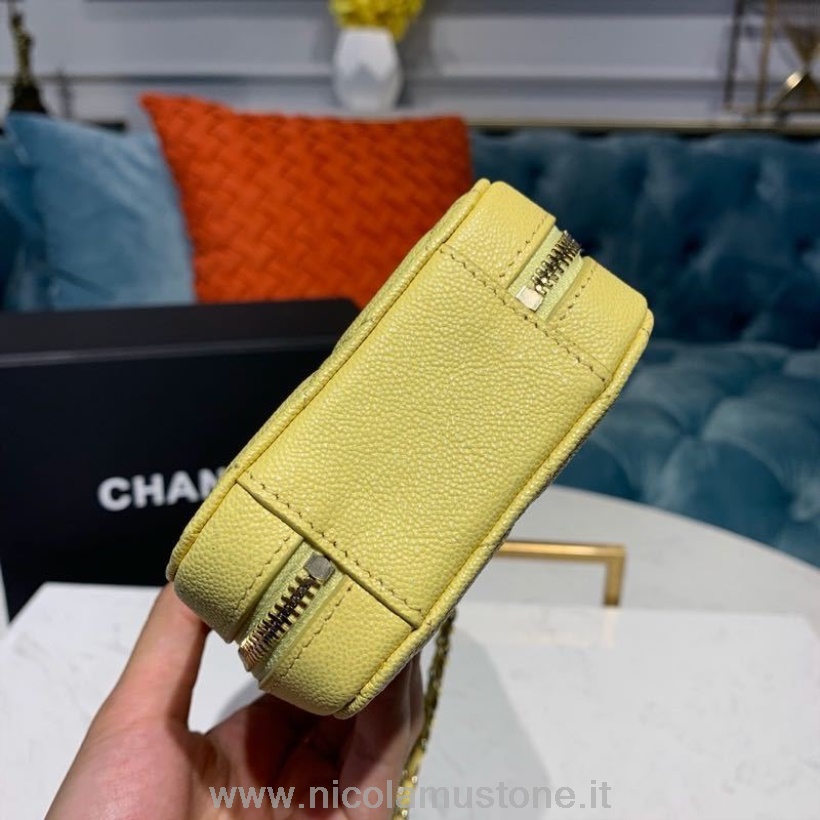Original Kvalitet Chanel Cc Vertikal Servantveske Veske 18cm Gull Hardware Kaviar Skinn Cruise 2019 Kolleksjon Gul