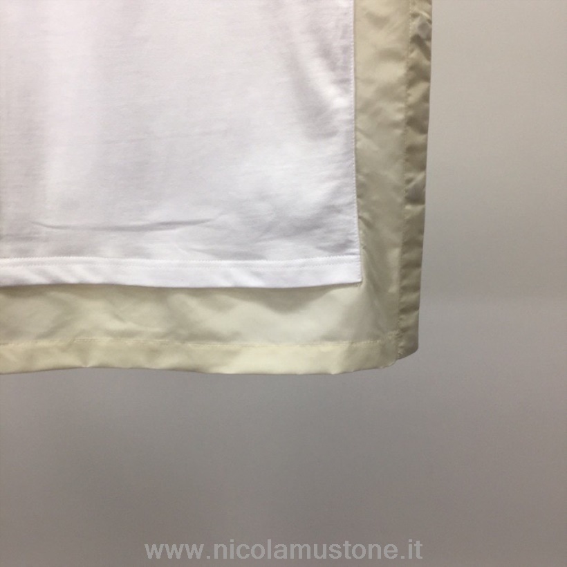 Original Kvalitet Christian Dior X Sacai Teknisk Stoff Kortermet T-skjorte Vår/sommer 2022 Kolleksjon Hvit/beige