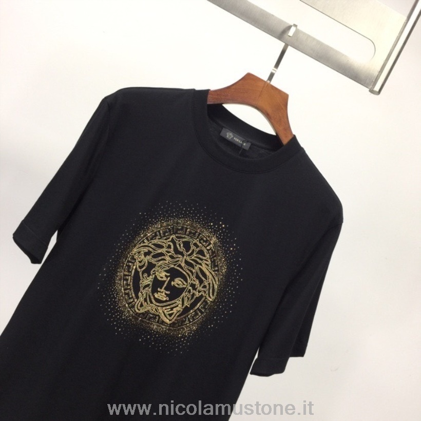 Original Kvalitet Versace Medusa Kortermet T-skjorte Vår/sommer 2022 Kolleksjon Svart