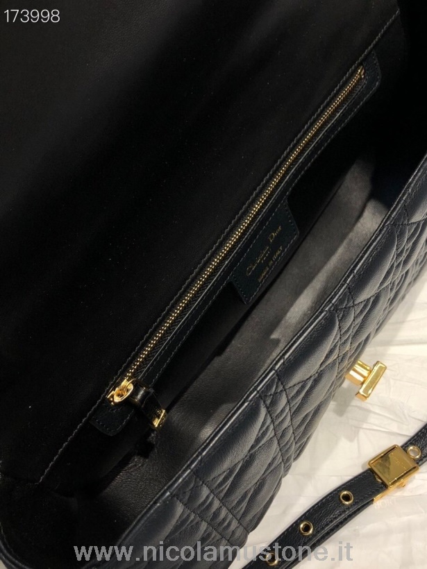 Original Kvalitet Christian Dior Caro Bag 28cm Gull Hardware Lammeskinn Vår/sommer 2021 Kolleksjon Svart