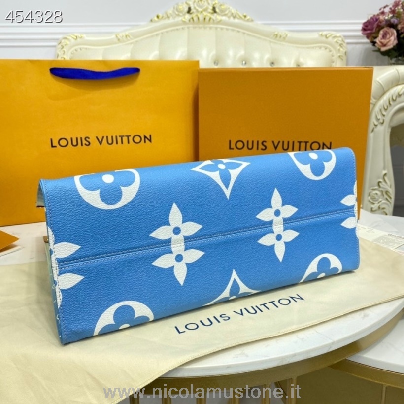 Original Kvalitet Louis Vuitton Onthego Gm Bag 42cm Monogram Canvas Vår/sommer 2021 Kolleksjon M57639 Lyseblå