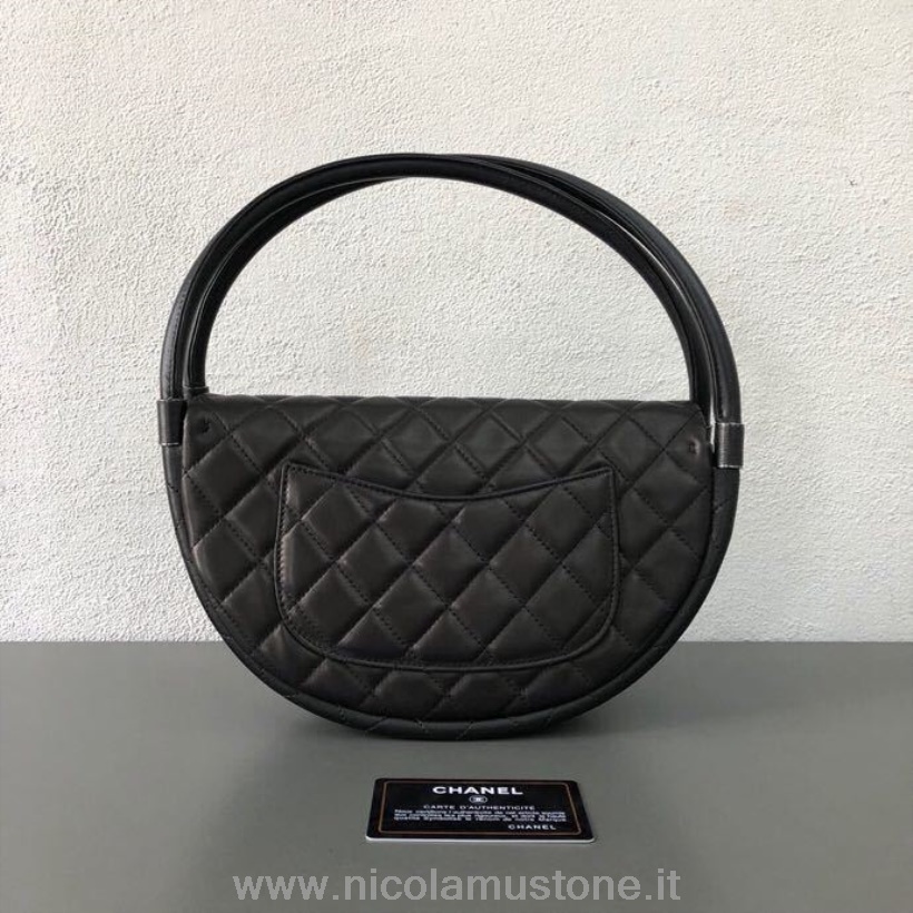 Original Kvalitet Chanel Hula Hoop Bag 28 Cm Lammeskinn Sølv Hardware Vår/sommer 2019 Kolleksjon Svart
