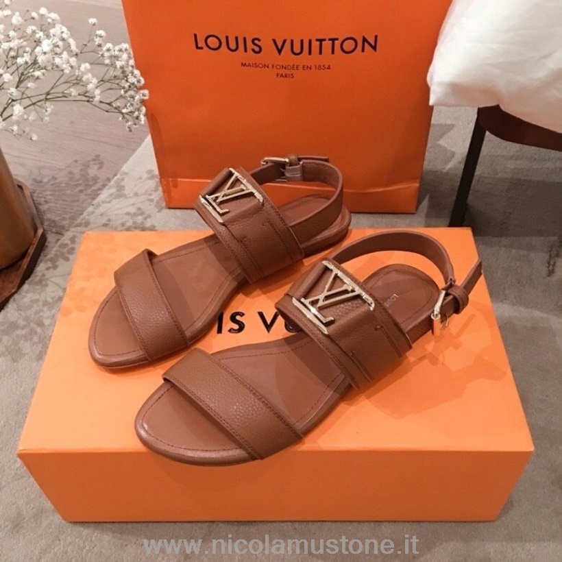 Original Kvalitet Louis Vuitton Lv Lock It Sandaler Vår/sommer 2020 Kolleksjon Tan