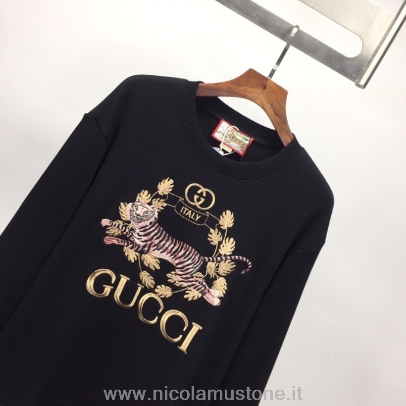 Original Kvalitet Gucci Tiger Lunar New Year Pullover Hettegenser Sweatshirt Vår/sommer 2022 Kolleksjon Svart