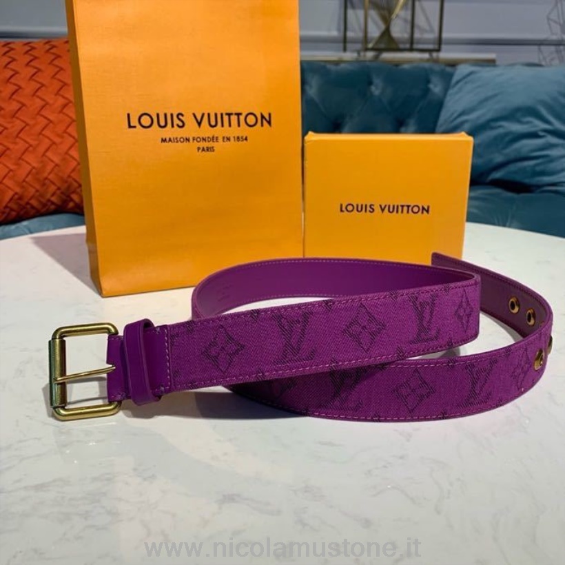 Original Kvalitet Louis Vuitton Signatur Denim Belte Monogram Canvas Vår/sommer 2020 Kolleksjon M0177v Lilla