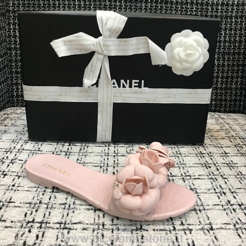 Original Kvalitet Chanel Camelia Blomst Pvc Gelé Sandaler Vår/sommer 2020 Kolleksjon Lys Rosa