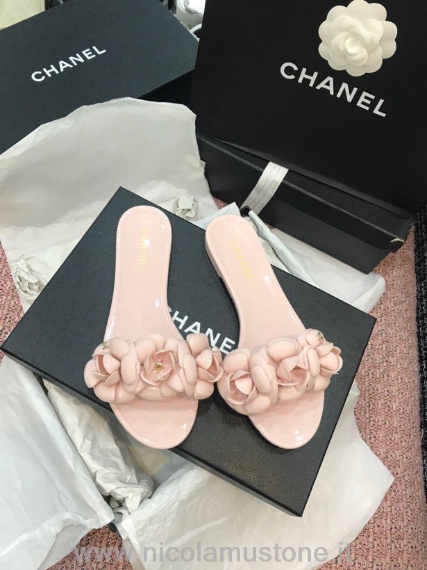 Original Kvalitet Chanel Camelia Blomst Pvc Gelé Sandaler Vår/sommer 2020 Kolleksjon Lys Rosa