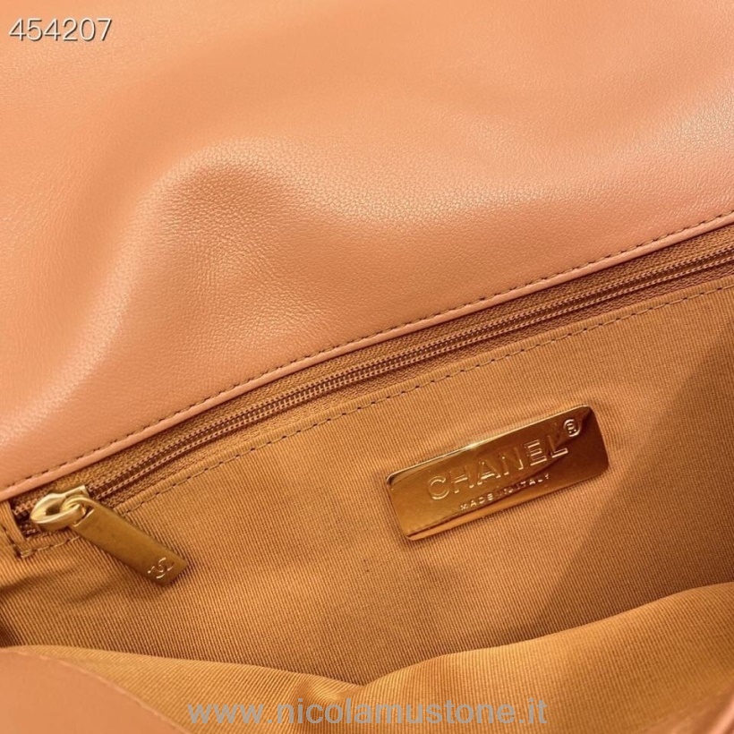 Original Kvalitet Chanel 19 Klaff Bag 26cm Geiteskinn Våren/sommeren 2021 Kamel