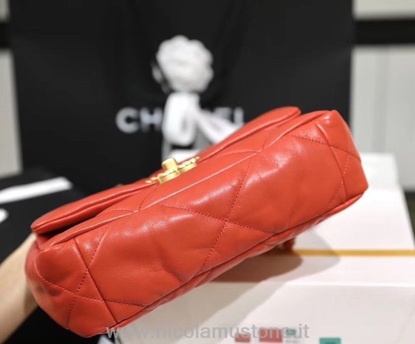 Original Kvalitet Chanel 19 Klaff Veske 26cm Geiteskinn Vår/sommer 2020 Akt 1 Kolleksjon Rød