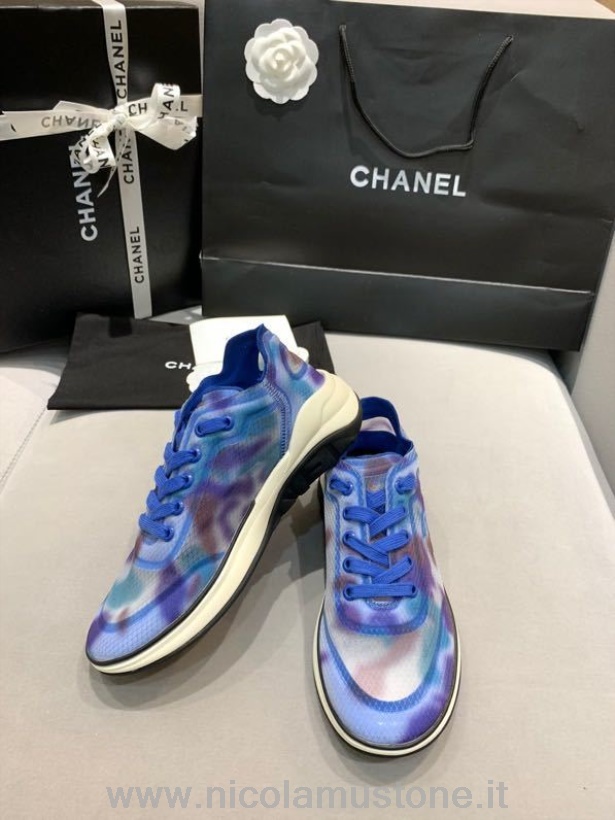 Original Kvalitet Chanel Gjennomsiktige Sneakers Kalveskinn Vår/sommer 2020 Kolleksjon Blå