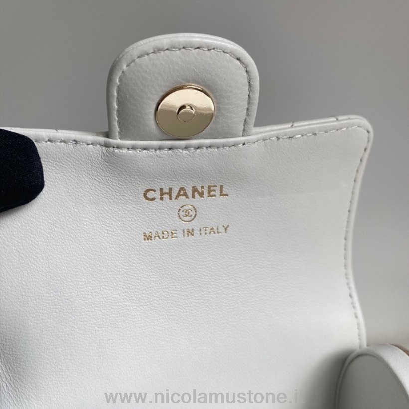Original Kvalitet Chanel Leppestiftveske 12cm A2285 Kalveskinn Gull Hardware Vår/sommer 2022 Kolleksjon Hvit