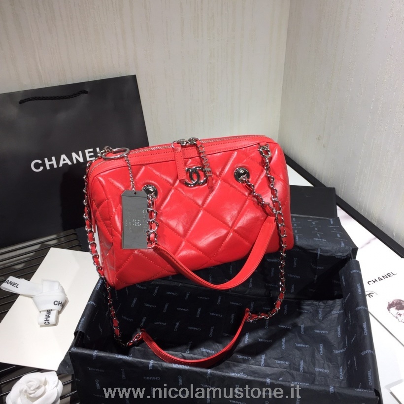 Original Kvalitets Chanel Bowling Bag As1321 28cm Lammeskinn Vår/sommer 2020 Kolleksjon Rød