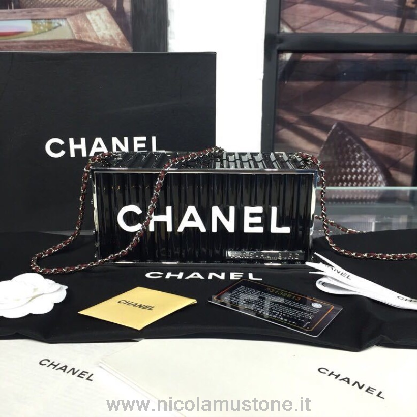 Qualità Originale Chanel Container Minaudiere Resina Borsa 20 Cm Argento Hardware Primavera/estate 2019 Act 2 Collezione Nero