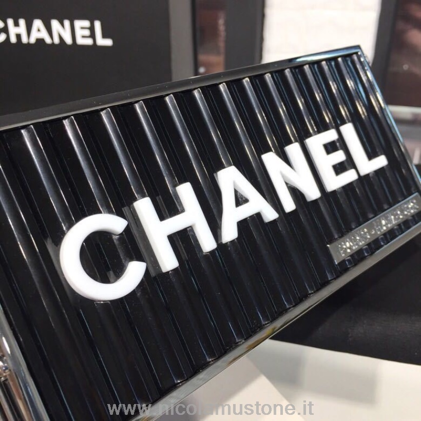 Qualità Originale Chanel Container Minaudiere Resina Borsa 20 Cm Argento Hardware Primavera/estate 2019 Act 2 Collezione Nero