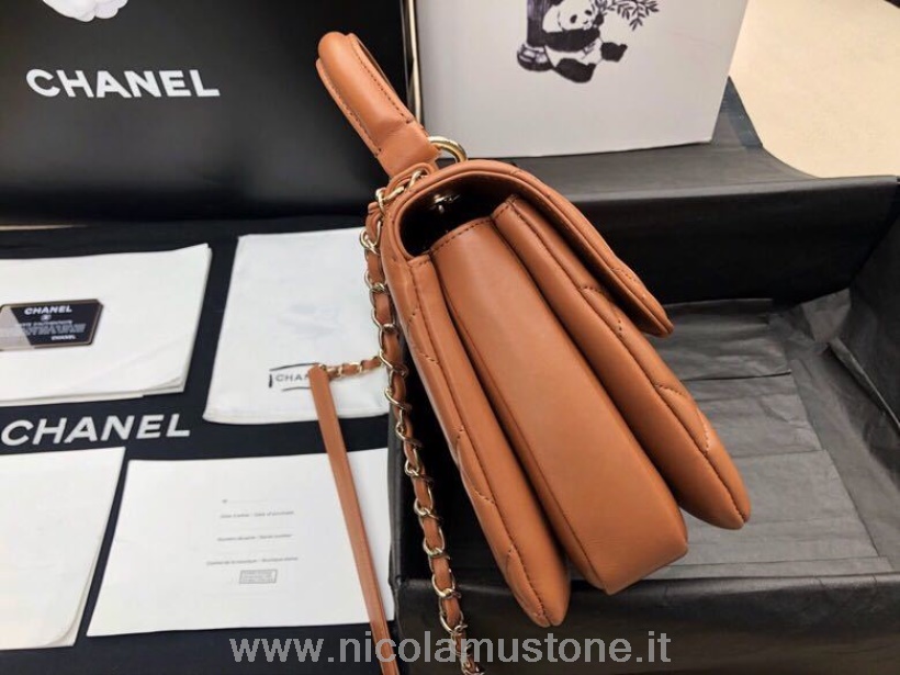 Qualità Originale Chanel Trendy Cc Top Handle Bag 25cm Pelle Di Vitello Hardware Oro Primavera/estate 2019 Act 1 Collezione Autunno
