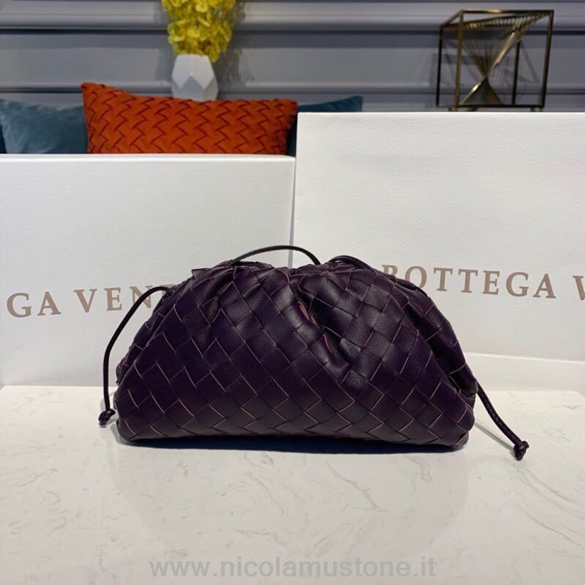 Qualità Originale Bottega Veneta The Pouch Bag 28cm Nappa Intrecciata Collezione Autunno/inverno 2019 Prugna