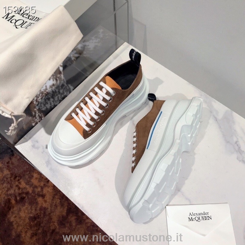 Qualità Originale Alexander Mcqueen Tread Slick Sneakers Basse Collezione Autunno/inverno 2020 Marrone/giallo