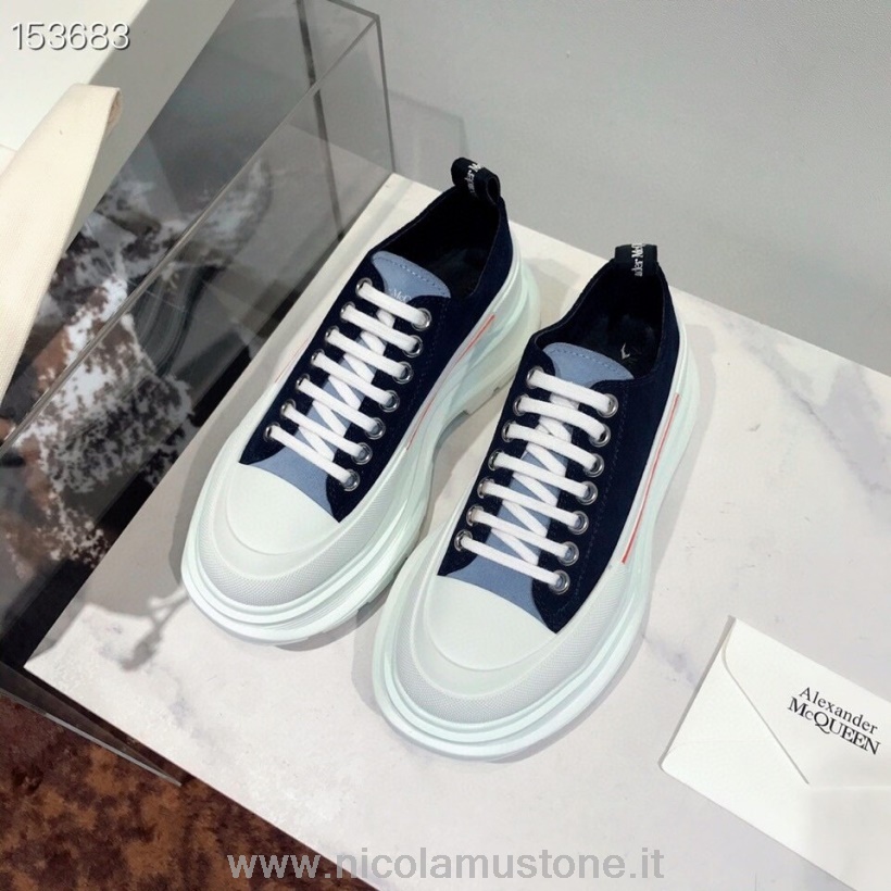 Qualità Originale Alexander Mcqueen Tread Slick Sneakers Basse Collezione Autunno/inverno 2020 Nero/blu