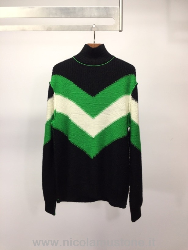 Oryginalna Dzianina Bottega Veneta Sweter Z Długimi Rękawami Kolekcja Wiosna/lato 2022 Czarny/zielony