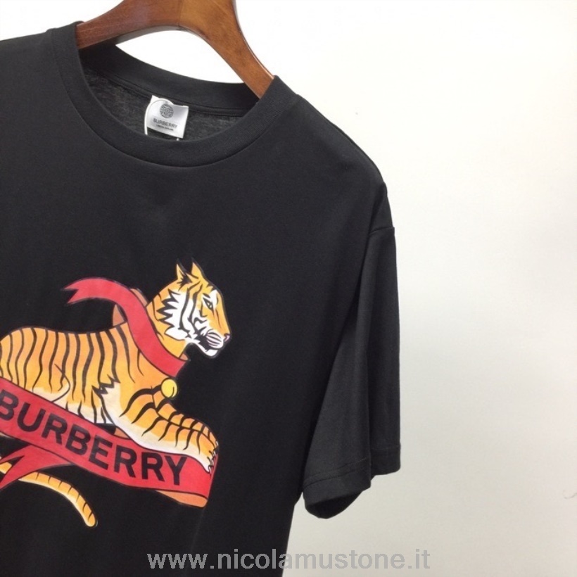 Oryginalna Koszulka Burberry Rok Księżycowy Tygrys Z Krótkim Rękawem Kolekcja Wiosna/lato 2022 Czarna