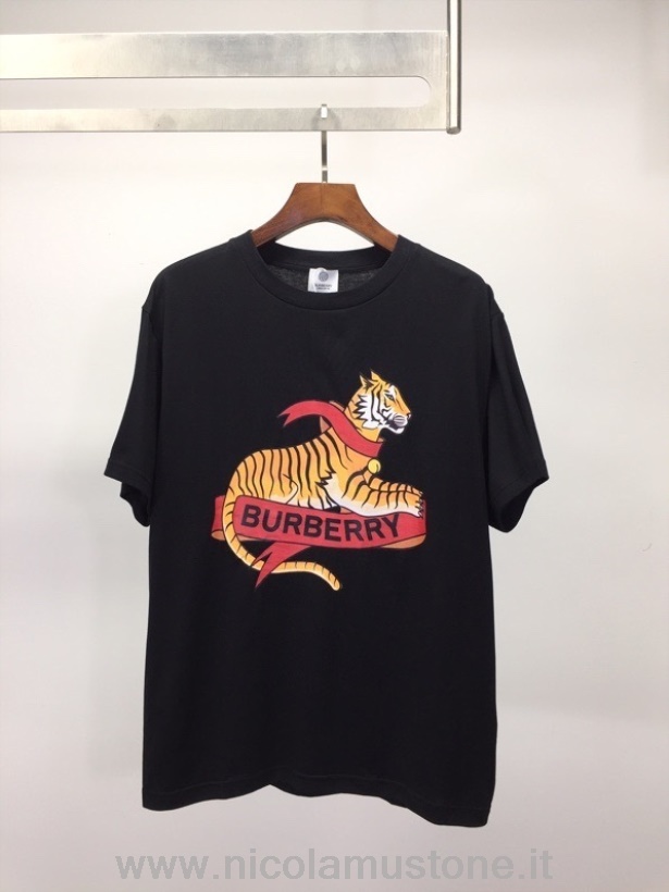 Oryginalna Koszulka Burberry Rok Księżycowy Tygrys Z Krótkim Rękawem Kolekcja Wiosna/lato 2022 Czarna