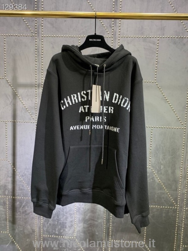 Oryginalna Jakość Christian Dior Atelier Graphic Unisex Bluza Z Kapturem Kolekcja Jesień/zima 2020 Czarna