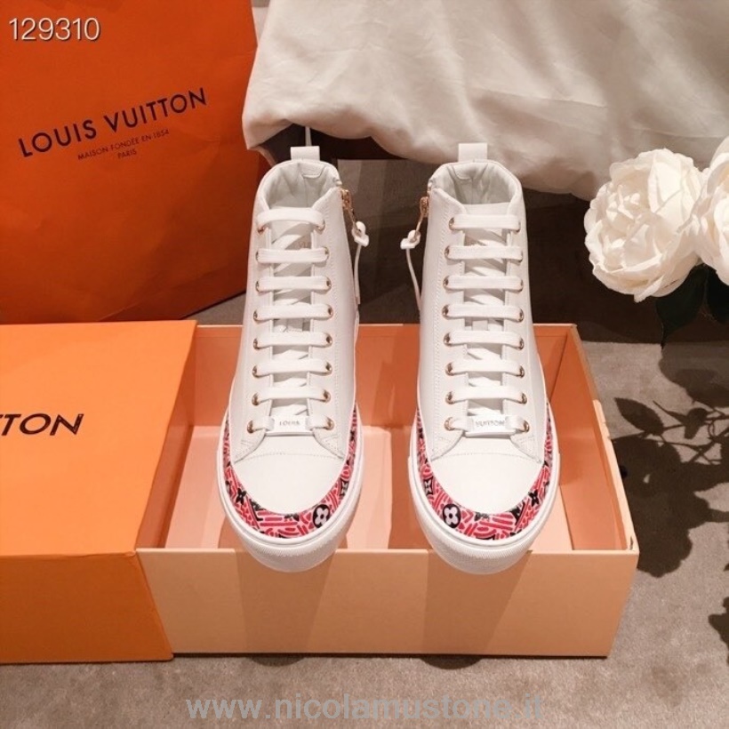 Oryginalna Jakość Louis Vuitton Crafty Gwiezdne Trampki Za Kostkę Skóra Cielęca Kolekcja Wiosna/lato 2020 1a85em Biały/czerwony