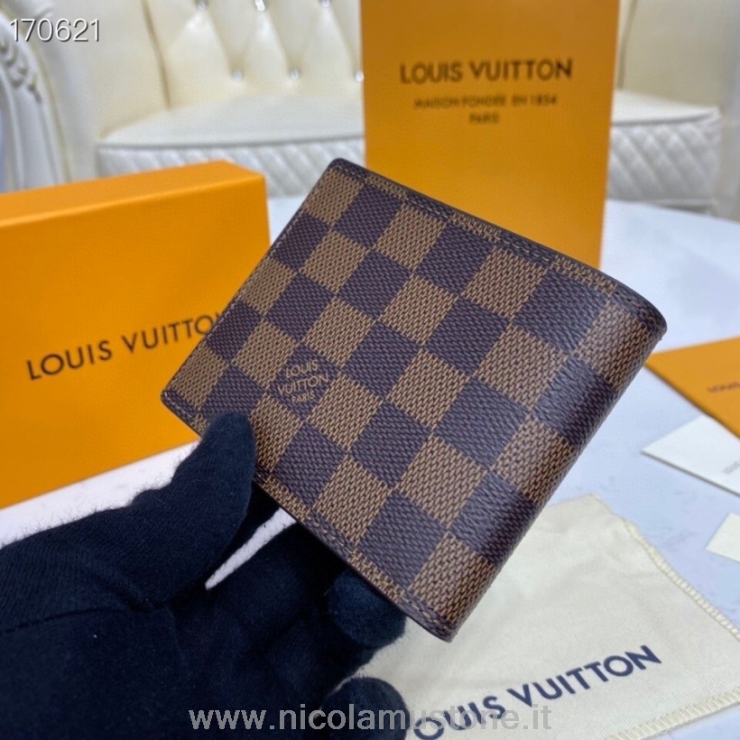 Oryginalnej Jakości Smukły Portfel Louis Vuitton 12 Cm Damier Ebene Płótno Kolekcja Wiosna/lato 2020 N64002 Brązowy