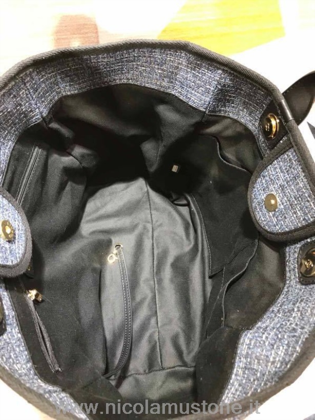 Oryginalna Torba Chanel Deauville 38cm Płócienna Torba Kolekcja Wiosna/lato 2019 Czarny/ciemny Denim