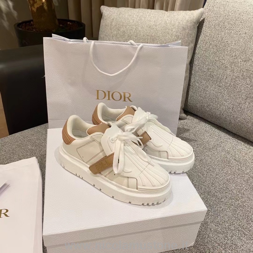 Oryginalna Jakość Christian Dior Addict Id Trampki Skóra Cielęca Niski Top Sneaker Kolekcja Jesień/zima 2021 Biały/brązowy