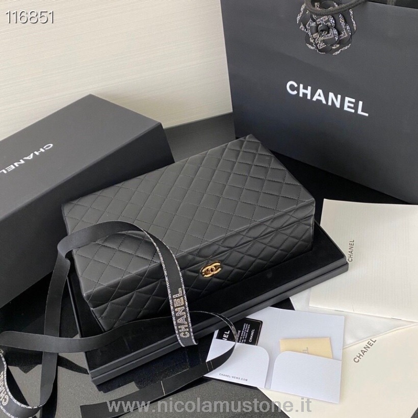 Oryginalnej Jakości Etui Na Biżuterię Chanel Kufer 30cm Skóra Jagnięca Złoty Sprzęt Kolekcja Jesień/zima 2020 Czarny