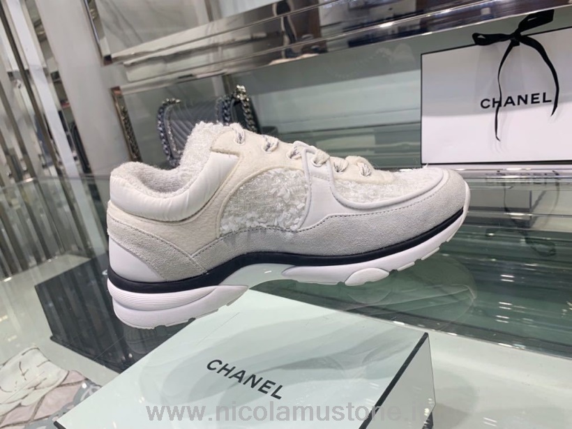 Oryginalnej Jakości Buty Sportowe Chanel Skóra Cielęca Kolekcja Jesień/zima 2019 Biały/czarny