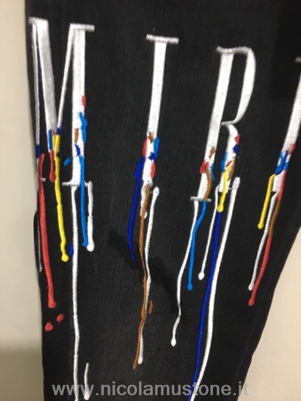 Qualità Originale Amiri Drip Core Ricamo Skinny Leg Denim Jeans Collezione Primavera/estate 2022 Nero