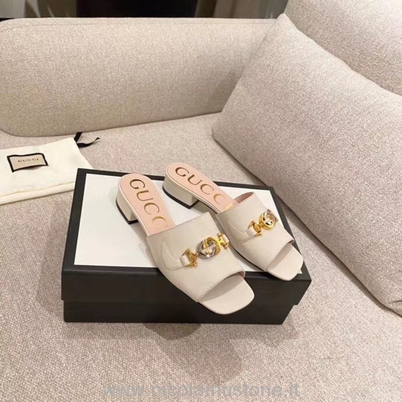 Sandálias Deslizantes Gucci Zumi De Qualidade Original 602415 Couro De Bezerro Coleção Primavera/verão 2020 Bege