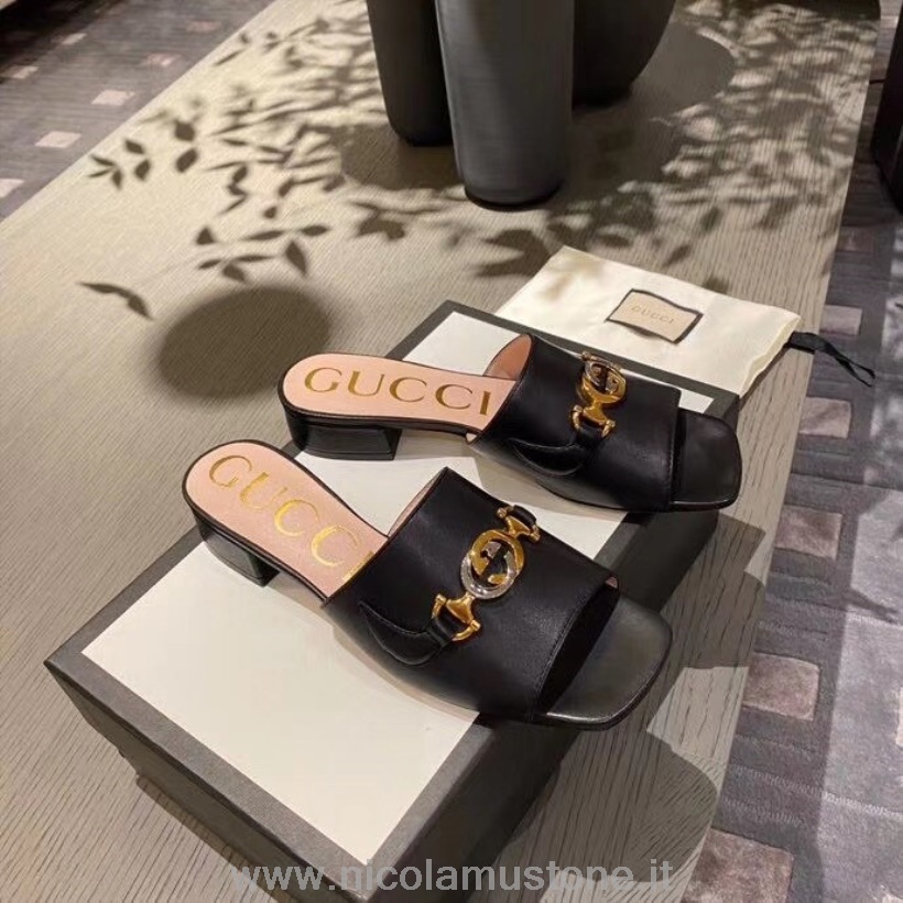 Sandálias Deslizantes Gucci Zumi De Qualidade Original 602415 Couro De Bezerro Coleção Primavera/verão 2020 Preto