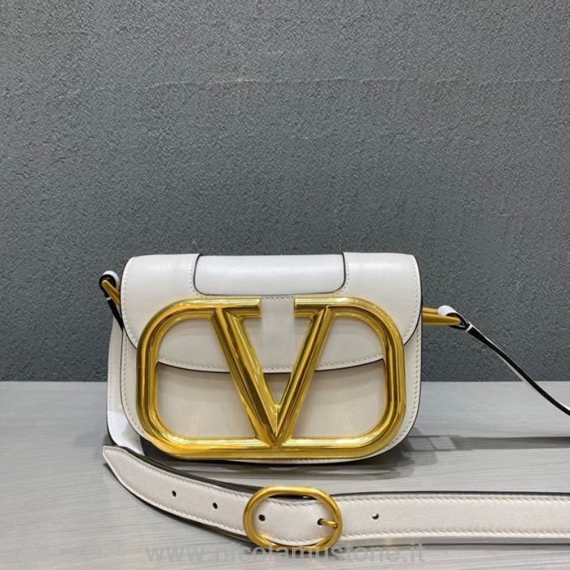 Bolsa Transversal Valentino Supervee De Qualidade Original 18 Cm Couro De Bezerro Coleção Primavera/verão 2020 Branco