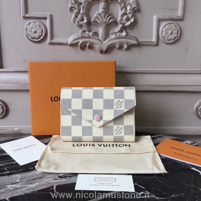 Carteira Louis Vuitton Victorine De Qualidade Original Damier Azur Lona Primavera/verão 2018 Coleção N64022 Rosa Bailarina
