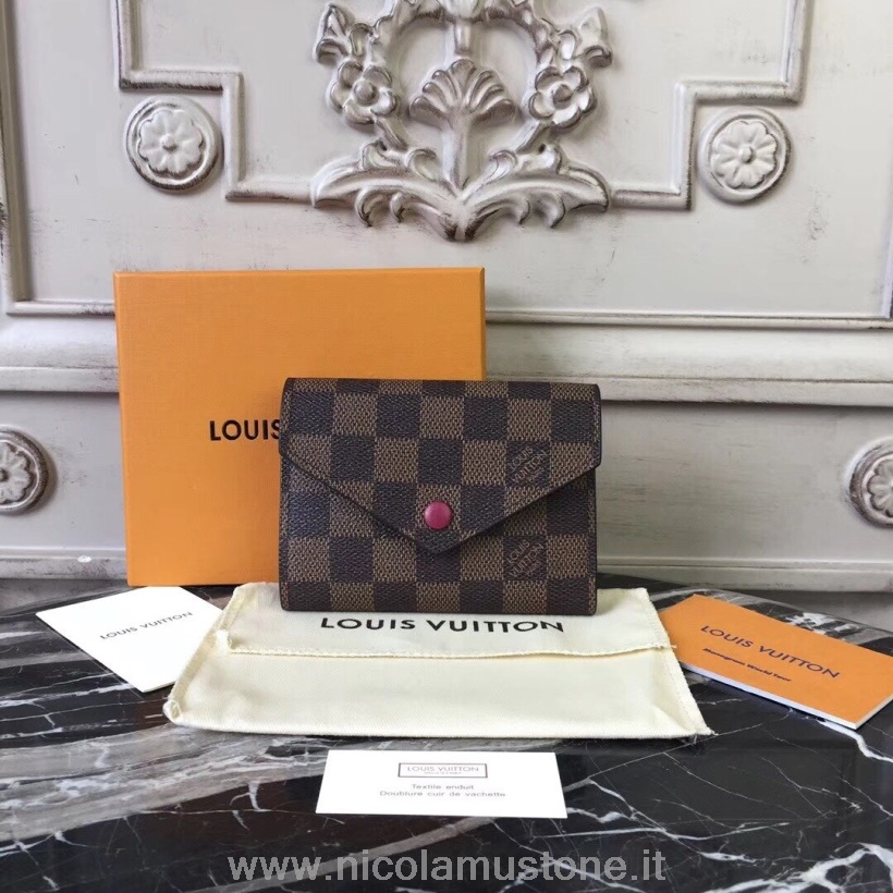 Carteira Louis Vuitton Victorine De Qualidade Original Damier Ebene Lona Primavera/verão 2018 Coleção N61700 Fúcsia