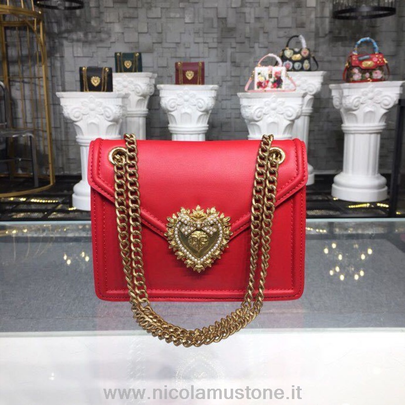 Bolsa De Coração Sagrado Dolce Gabbana Devoção De Qualidade Original 22 Cm Couro De Bezerro Coleção Outono/inverno 2018 Papoula Vermelha
