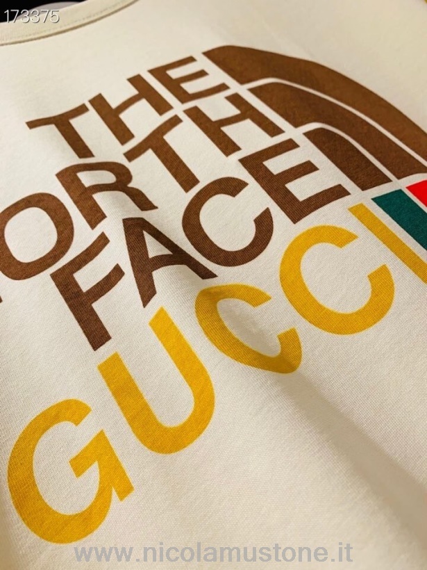 Qualidade Original Gucci X Northface Logo Gráfico Camiseta Oversized Unissex Coleção Outono/inverno 2020 Branco