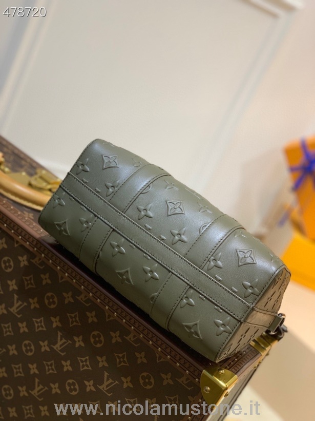 Qualidade Original Louis Vuitton Keepall City Bag 28 Cm Monograma Selo Lona De Couro Primavera/verão 2021 Coleção M57961 Cáqui