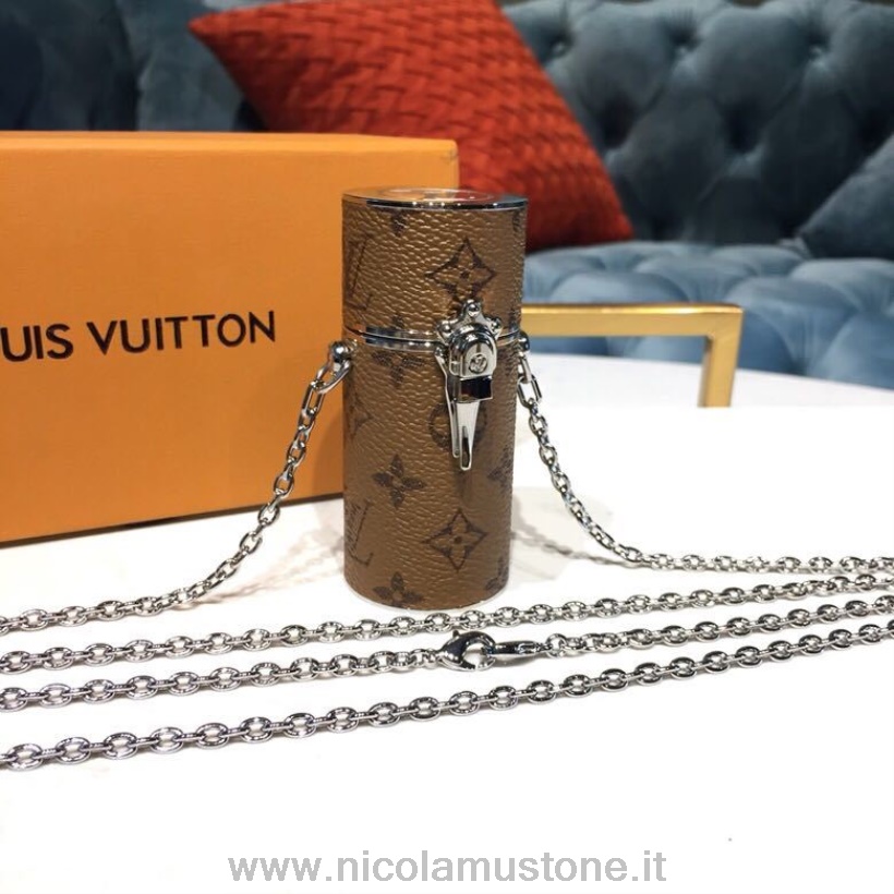 Bolsa De Batom Louis Vuitton De Qualidade Original 10 Cm Monograma Reverso Lona Primavera/verão 2019 Coleção Mp2407 Marrom