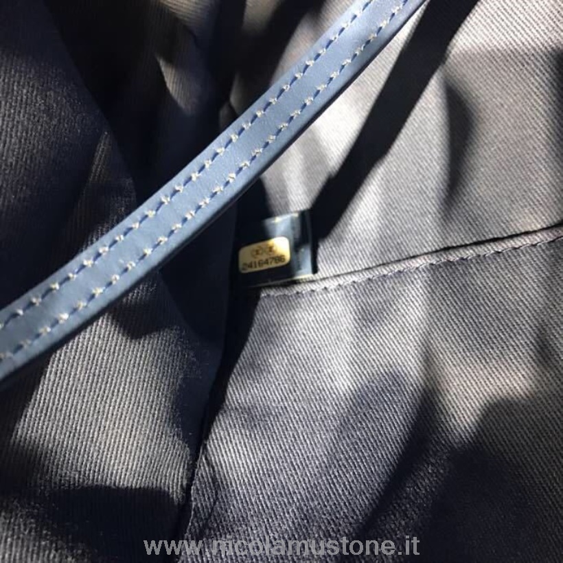 Qualidade Original Chanel Deauville Tote 38 Cm Bolsa De Lona Primavera/verão 2019 Coleção Azul Marinho/branco