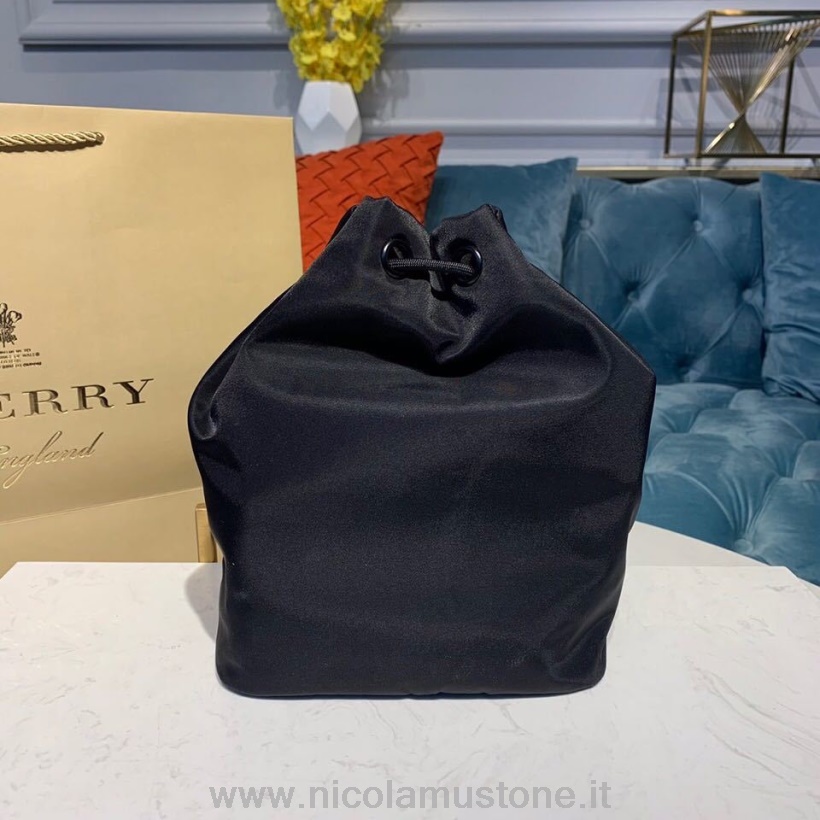 Bolsa De Cordão De Nylon De Lona Burberry De Qualidade Original 18 Cm Outono/inverno 2019 Coleção Preta