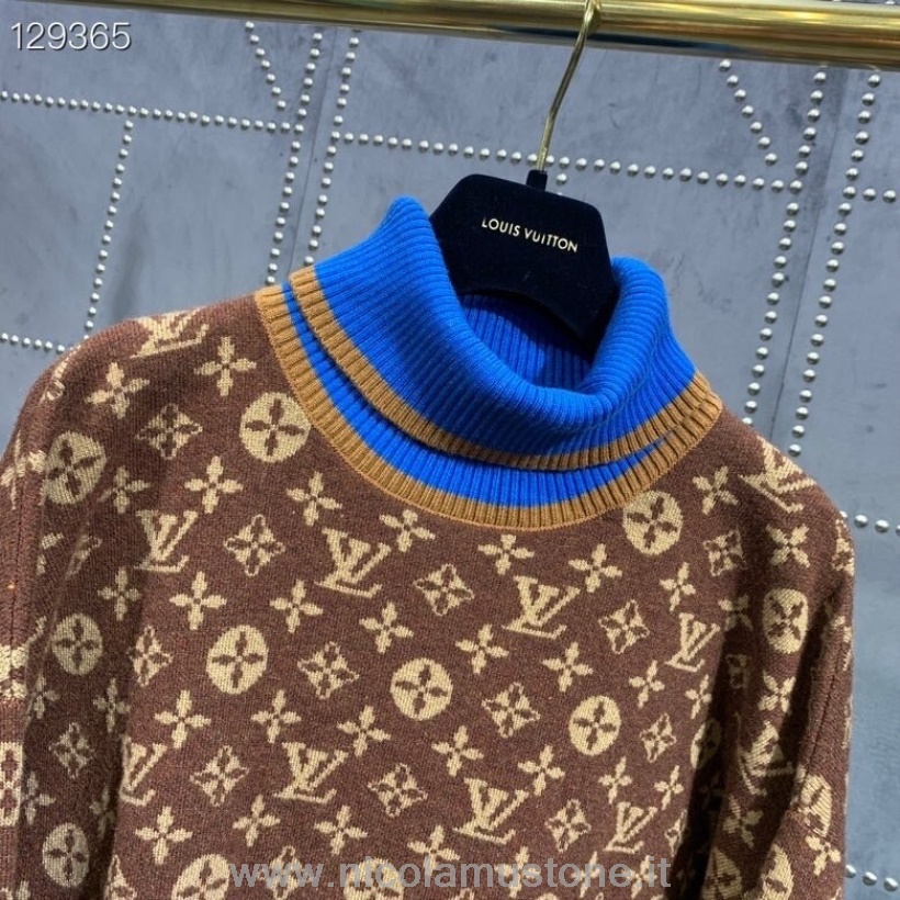 Qualidade Original Louis Vuitton Monograma Camisola De Gola Alta Outono/inverno 2020 Coleção Marrom/azul