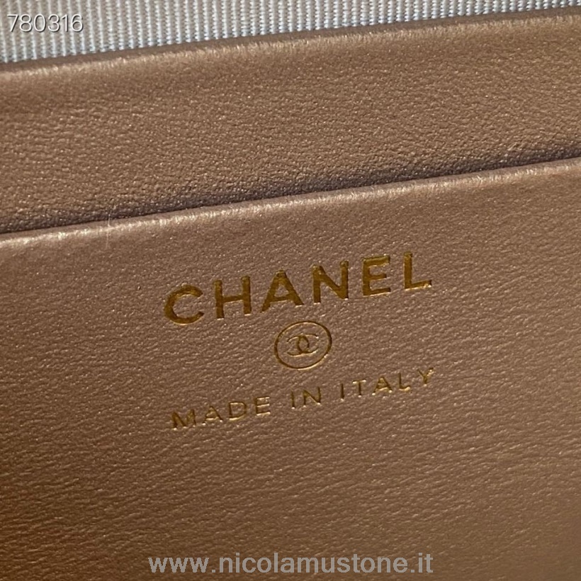 Bolsa De Caixa Chanel De Qualidade Original 14 Cm As2463 Ferragens Douradas Couro De Cordeiro Outono/inverno 2021 Coleção Rosa Claro