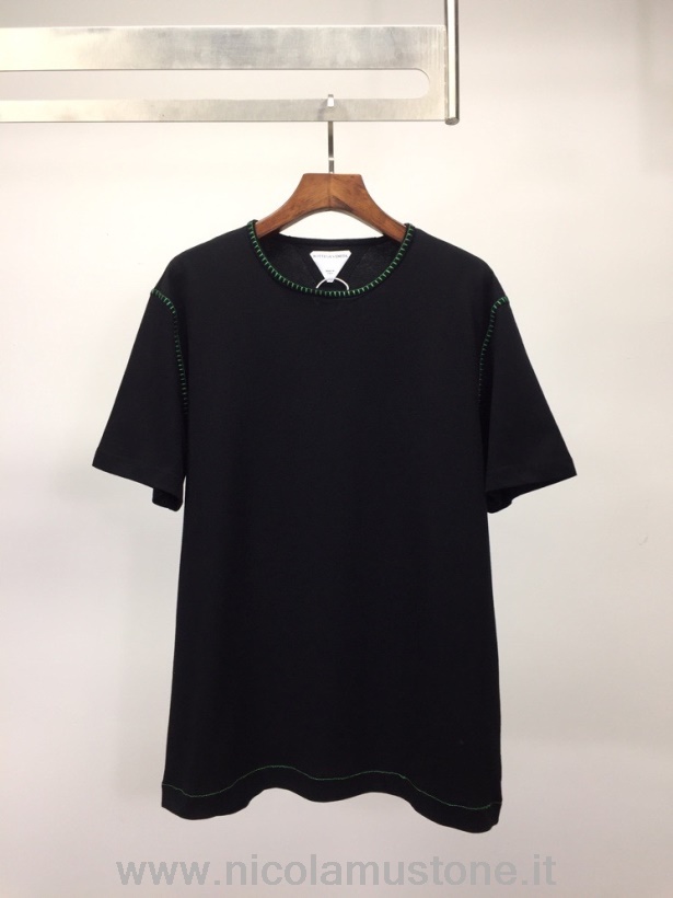 Qualità Originale Bottega Veneta T-shirt Woven Manica Corta Collezione Primavera/estate 2022 Nero/verde